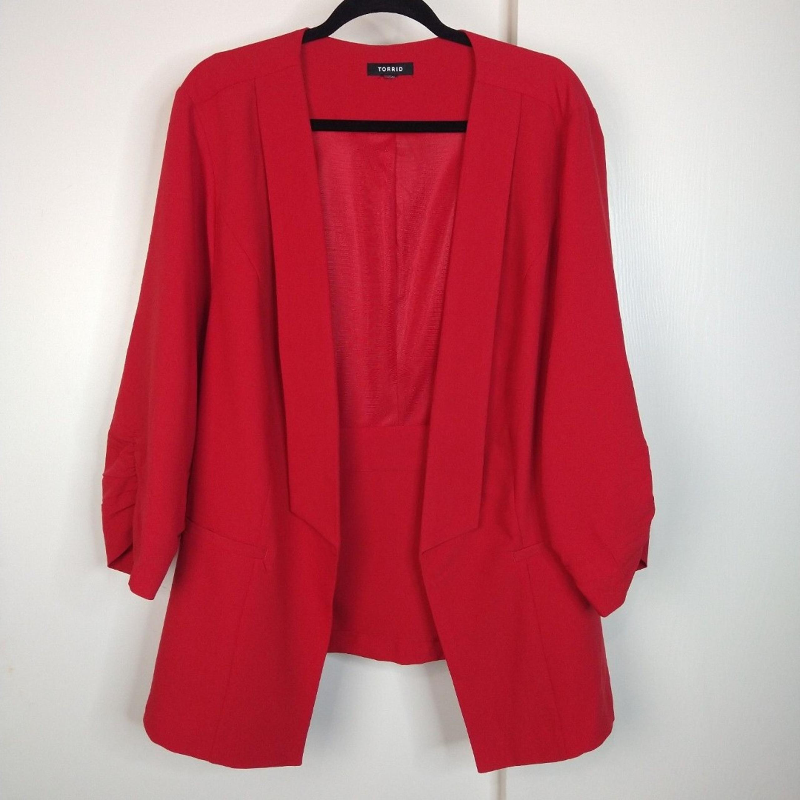 Torrid Open Front Blazer Jacket Womens Plus Size 5X Red