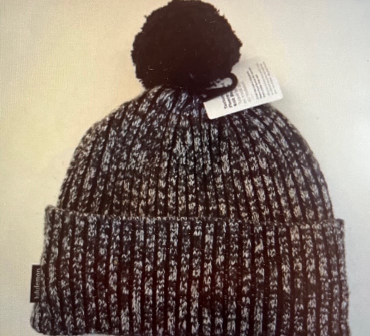 Lululemon Textured Fleece Lined Knit Beanie-Black/Gray/White ONE SIZE NWT 64