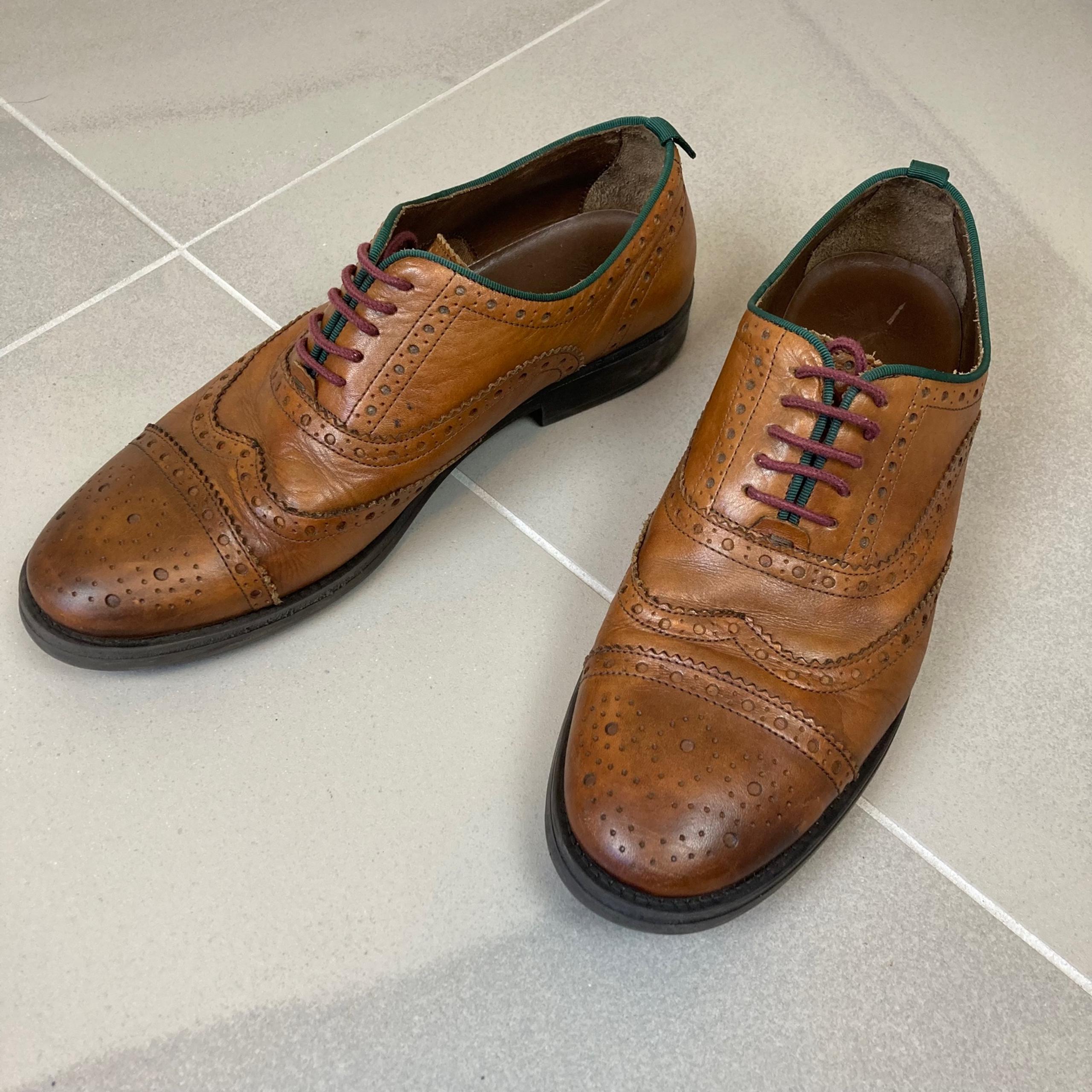 Zara Men's Brown Leather Lace-Up Cap-Toe Oxford Loafer Shoes EU 43 US 10 Gently