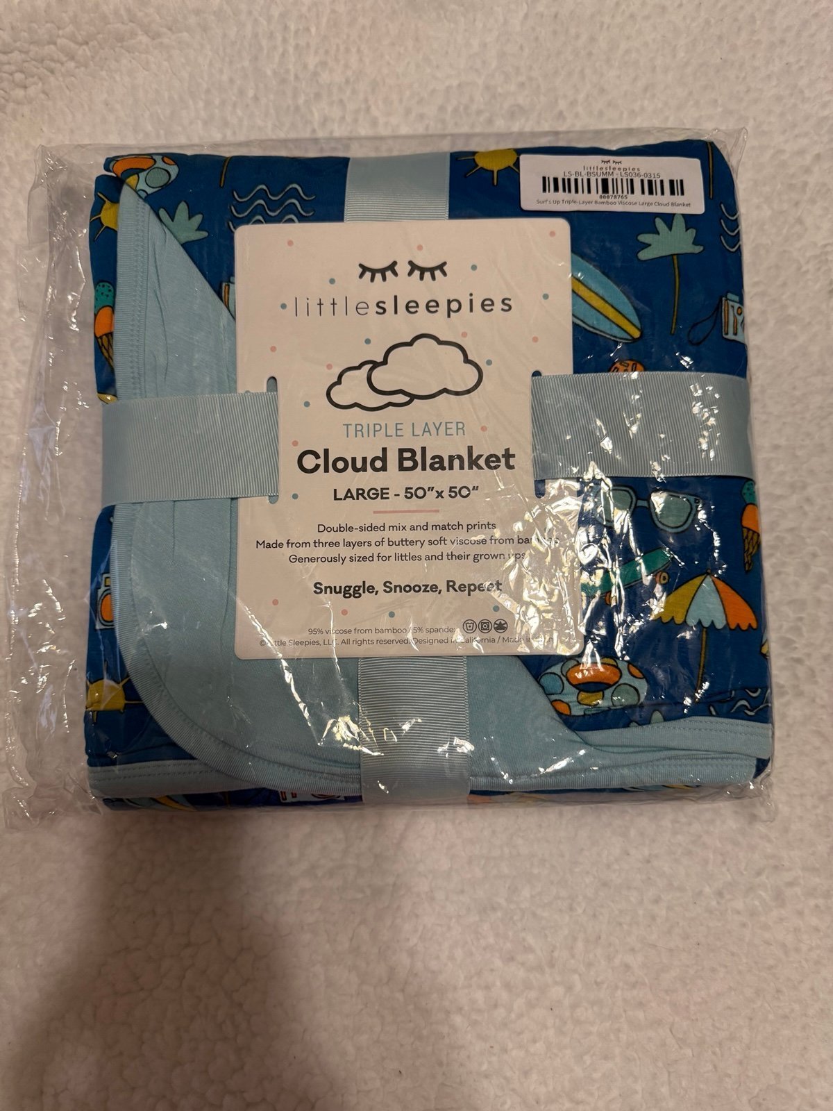 NIB Little Sleepies Surf’s Up Cloud Blanket