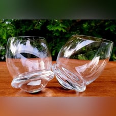 Vintage Rosenthal Whiskey Roly Poly Lowball Rocking Glass Set of 2 Shot Glasses