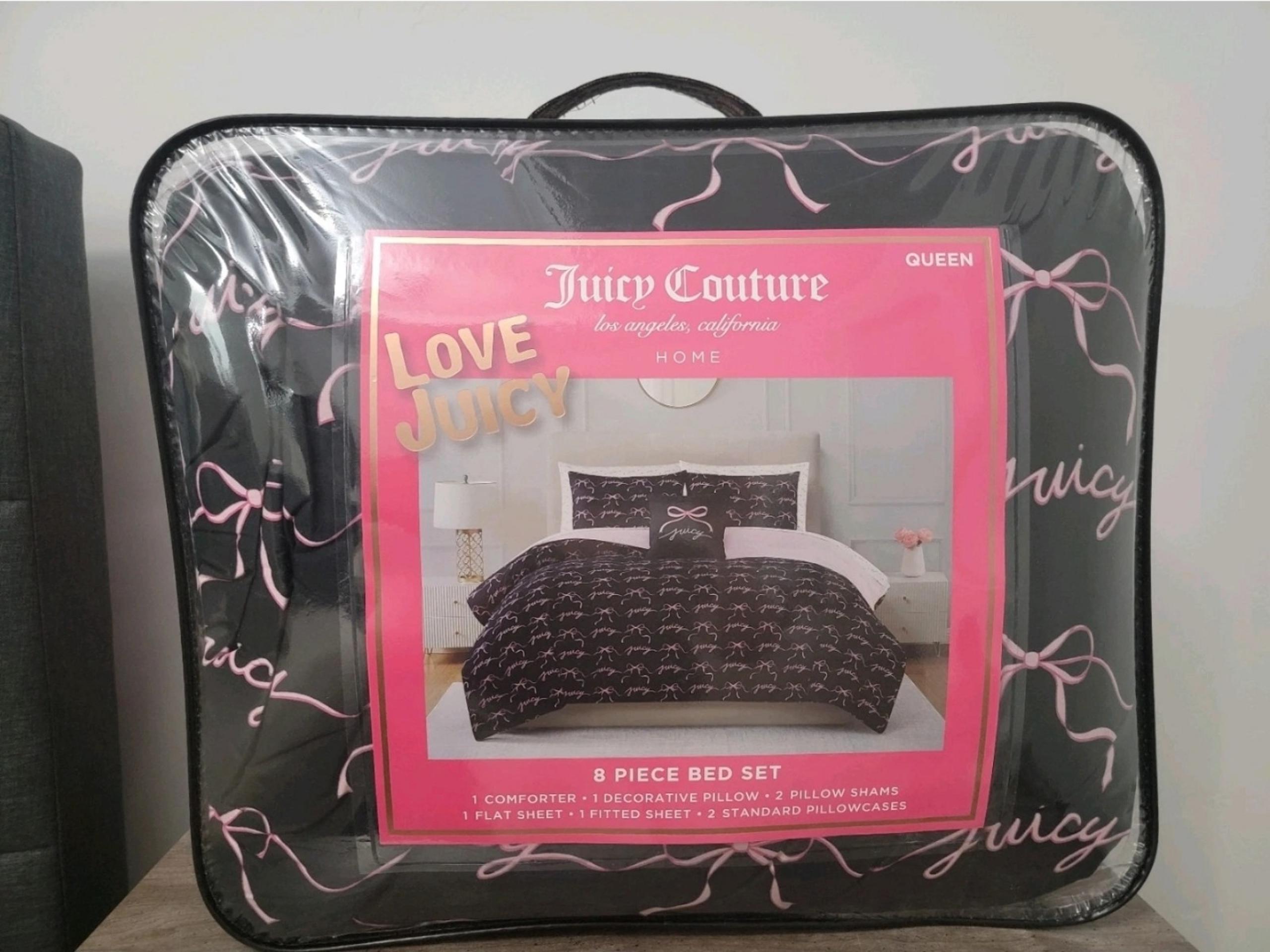 Juicy Couture QUEEN Pink Bow Comforter Set