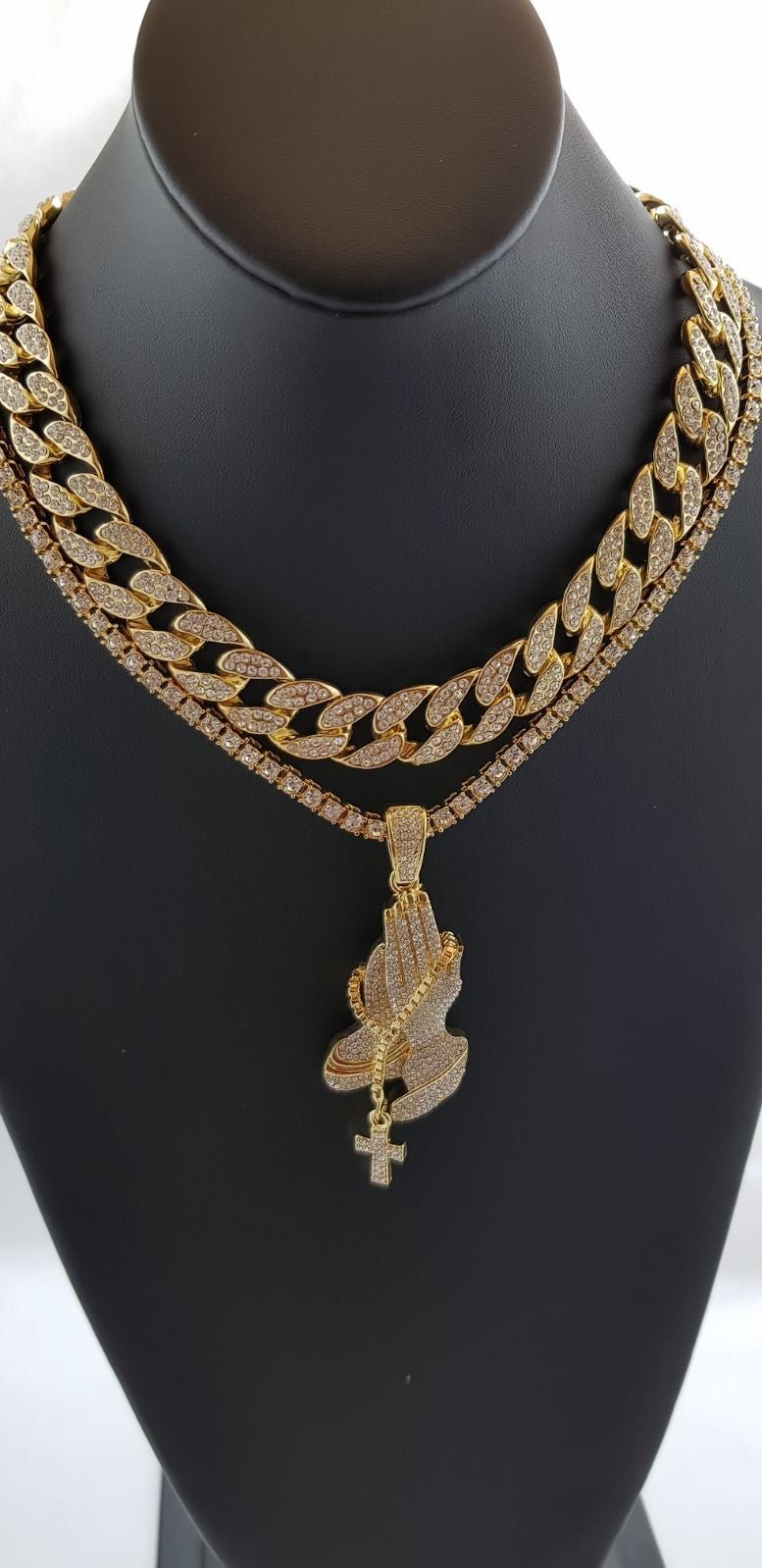 14K GOLD PLATED ICED OUT CHAINS COMBO
