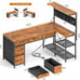 L Shaped Office Desk, Reversible Computer Desk with 5 Drawers & Storage Shelves