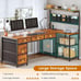 L Shaped Office Desk, Reversible Computer Desk with 5 Drawers & Storage Shelves