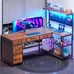 L Shaped Office Desk, Reversible Computer Desk with 5 Drawers & Storage Shelves