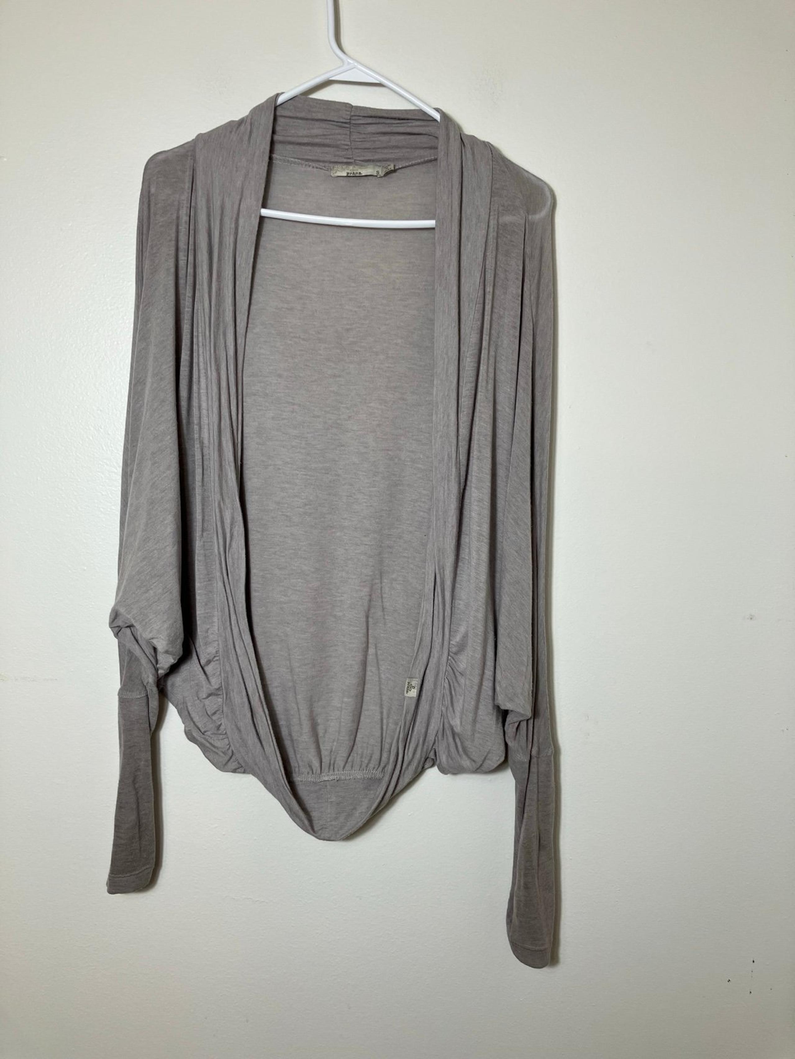 Prana Sz Small Long Sleeve Open Front Cardigan Outdoor Hiking Lightweight Gray
