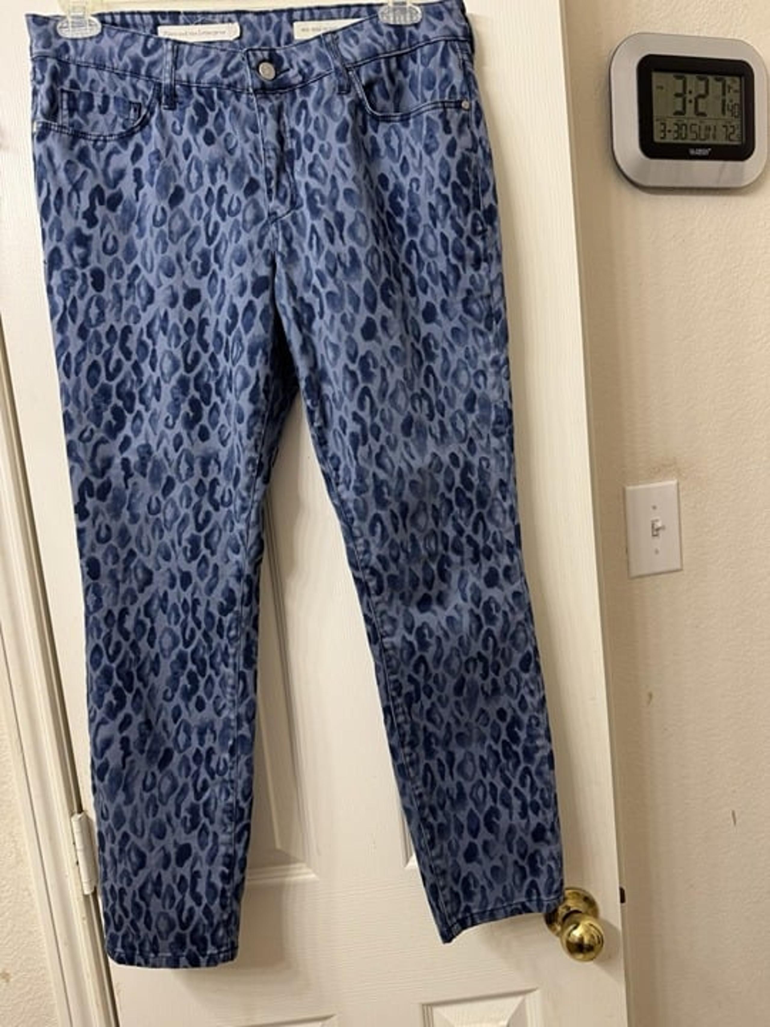 Pilcro and the Letterpress Mid Rise Skinny Leopard Print Jeans Women's Size 31