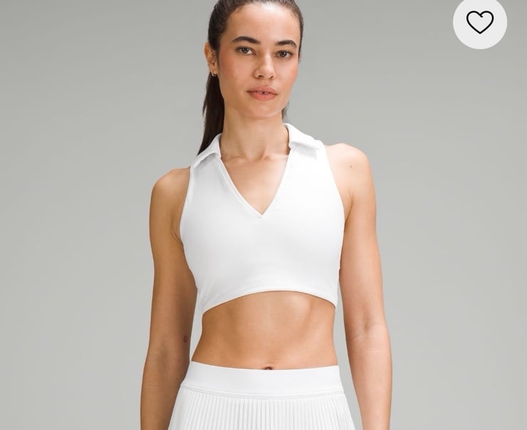 Lululemon collared tennis longline bra nwt 8 crop top white