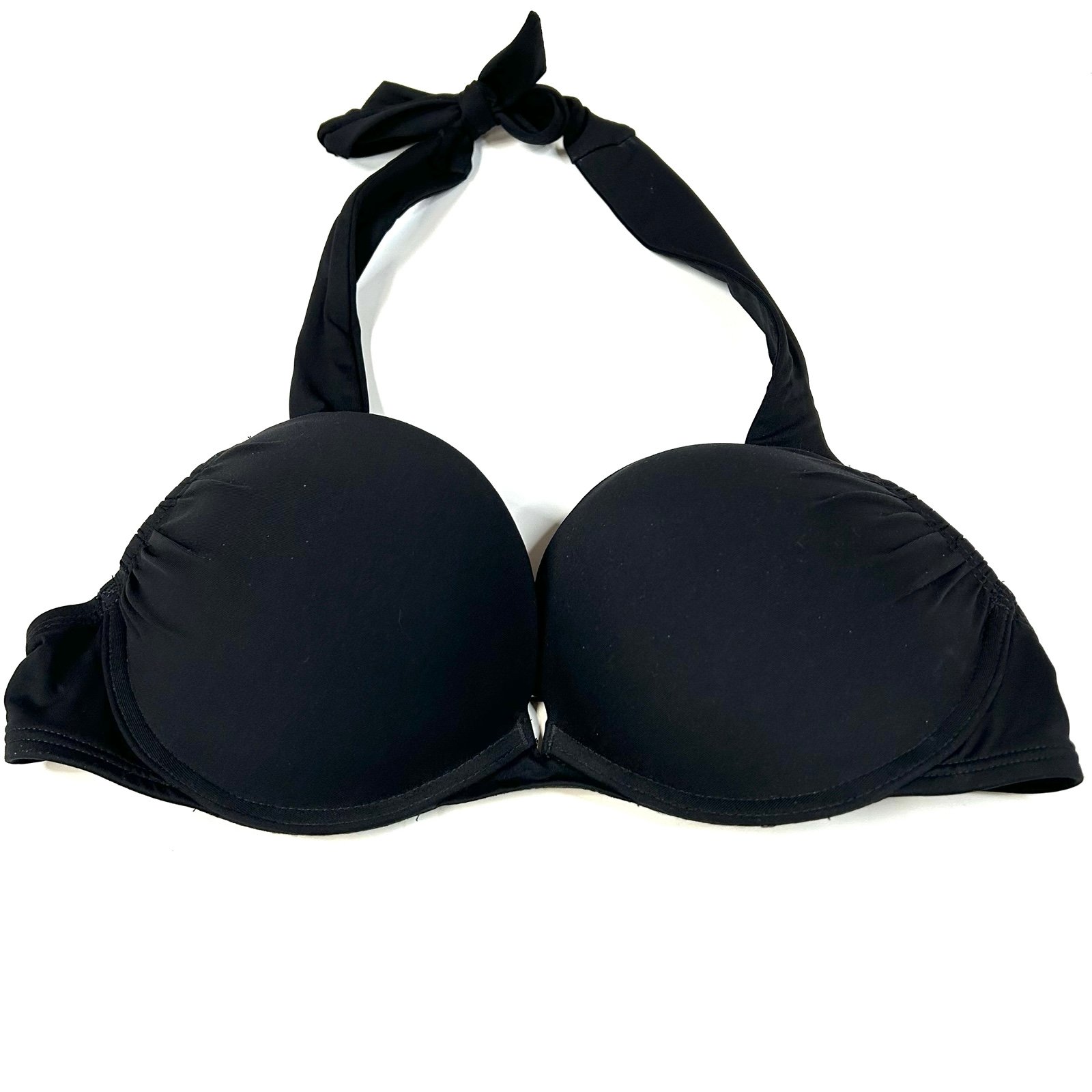 Y2K Victorias Secret 32B Bombshell Bikini Top Adds 2 Cups Solid Black #0053