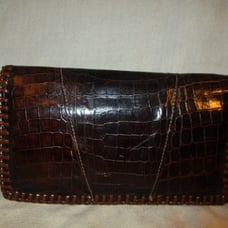 vintage croc embossed leather clutch