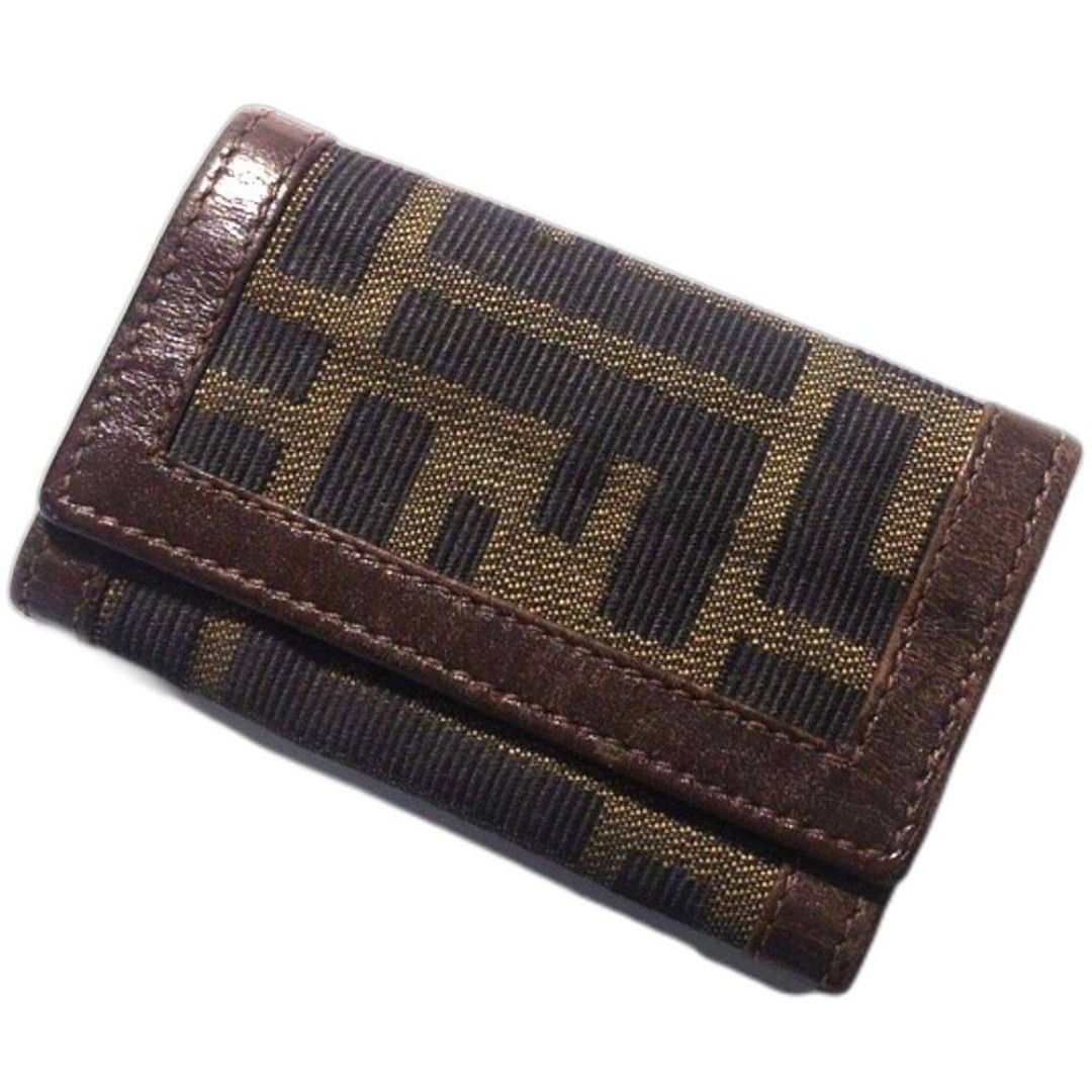Vintage Fendi Brown Leather Zucca Six Hooks Key Case 3.75x2 25-in - Luxury #02