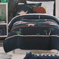 2 pc FAO Schwarz Jurassic Twin Quilt and Sham Set NIP