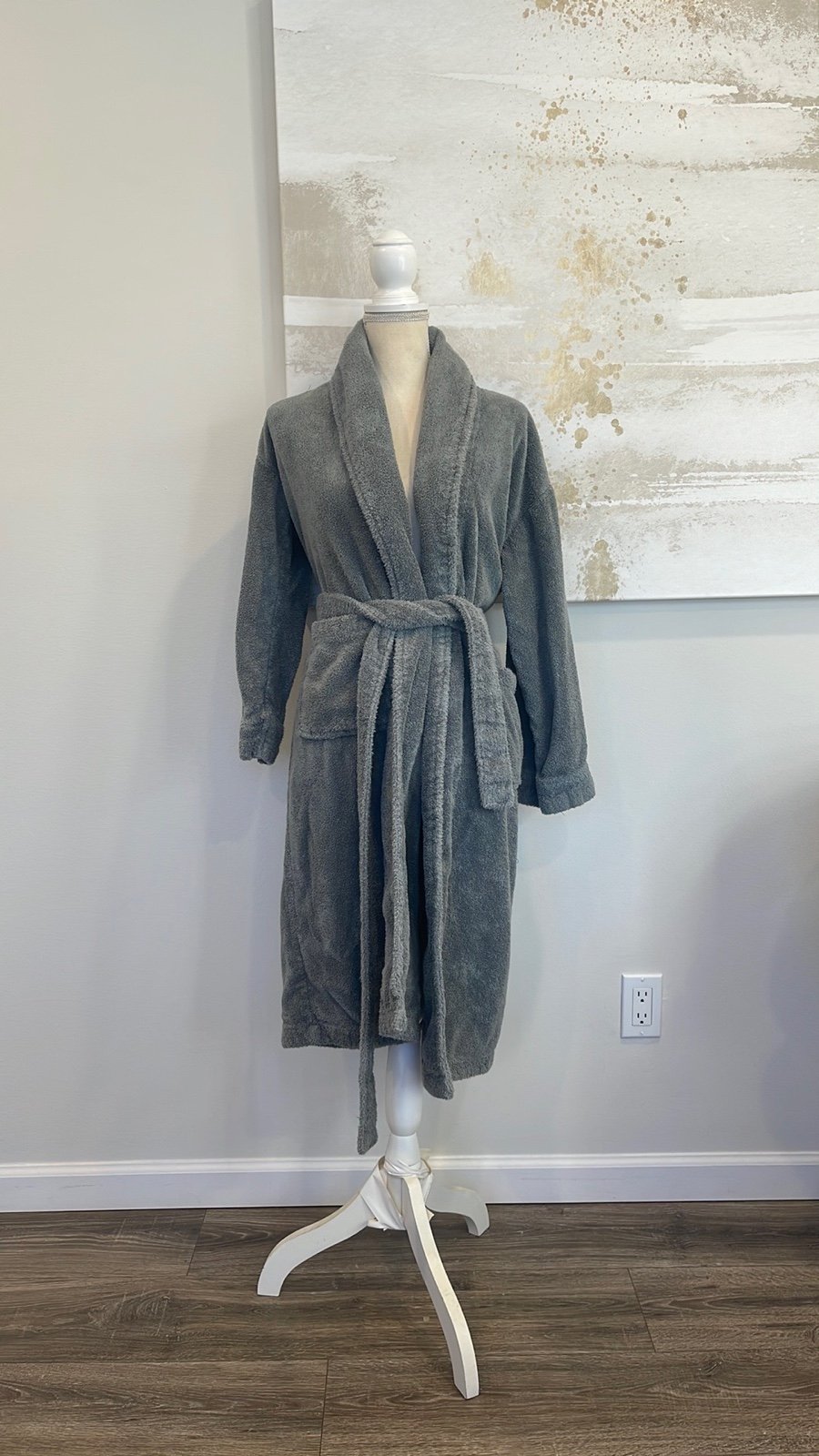 Womens Grey Robe with pockets by Pinzon