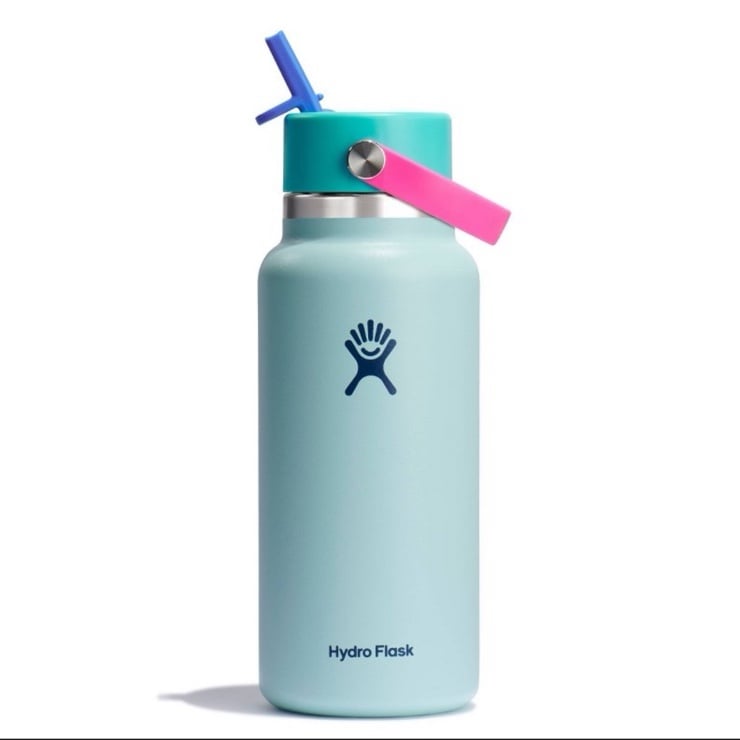 Hydro Flask 32oz Wide Mouth Flex Straw Water Bottle Polar Plunge: BPA-Free, Vacu