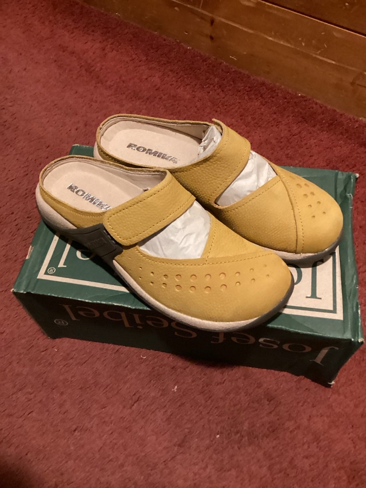 New Romika yellow slip on shoes