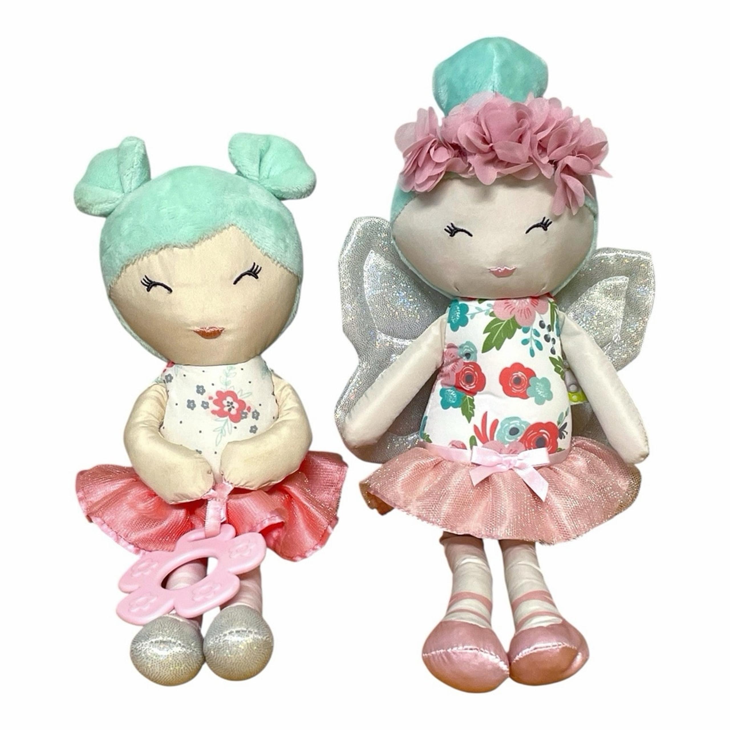 Lot of 2 On the Goldbug Floral Activity Doll Fairy Ballerina Sensory Toy Chime