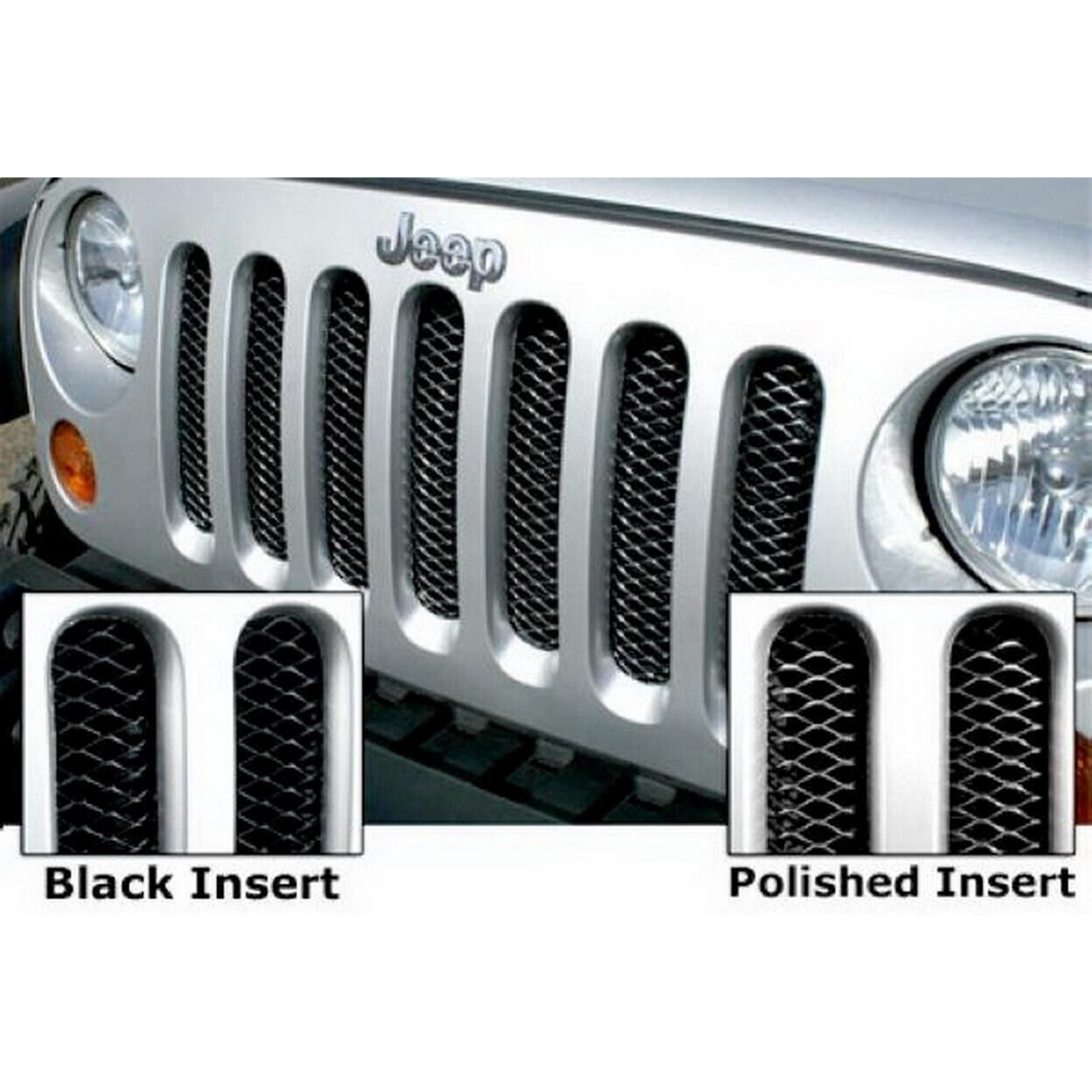 Rampage 86512 Grille 3D Single Piece Gloss Black 07-18 JK Wrangler 2 Dr & 4 Dr