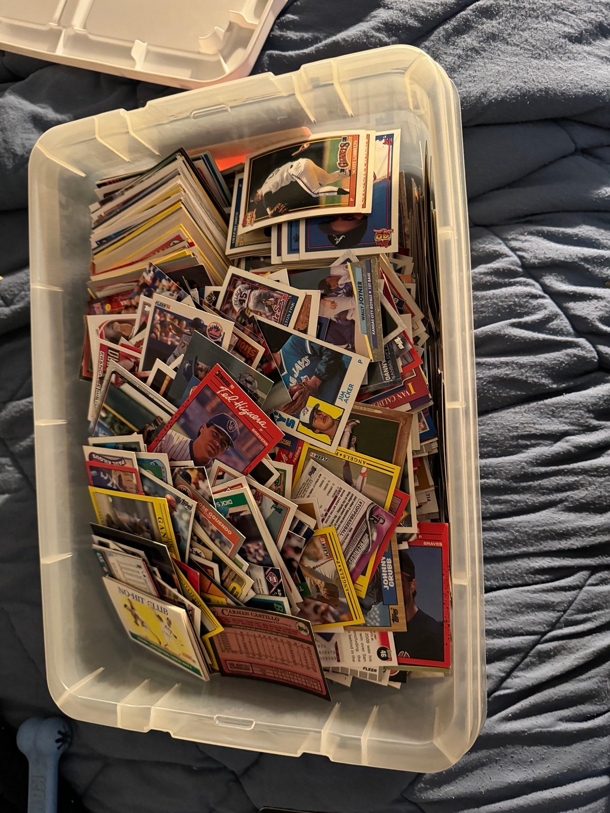Tub of baseball cards