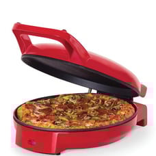Round Skillet, 2 Cooking Surfaces, 12 Inch, Red Pizza Maker Machine Pizza Oven