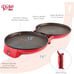 Round Skillet, 2 Cooking Surfaces, 12 Inch, Red Pizza Maker Machine Pizza Oven