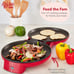 Round Skillet, 2 Cooking Surfaces, 12 Inch, Red Pizza Maker Machine Pizza Oven