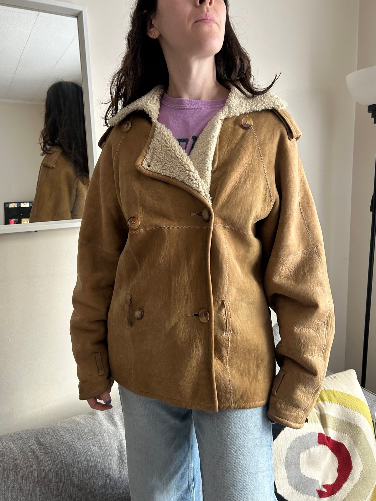 Maxfield Parrish vintage shearling suede coat medium