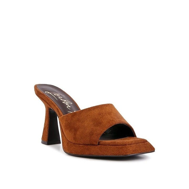 copyme faux suede mid heel classic sandals - Tan 8 ,9 ,5 ,6, 7, 10
