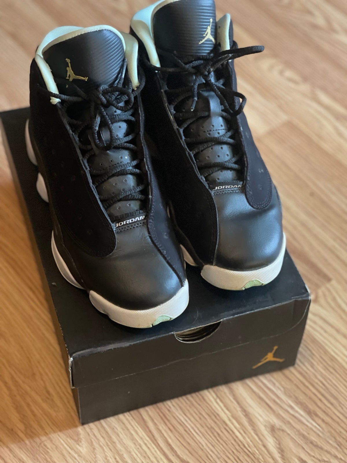 Nike Air Jordan 13 Retro Shoes in Black/Island Green/Metallic Silver