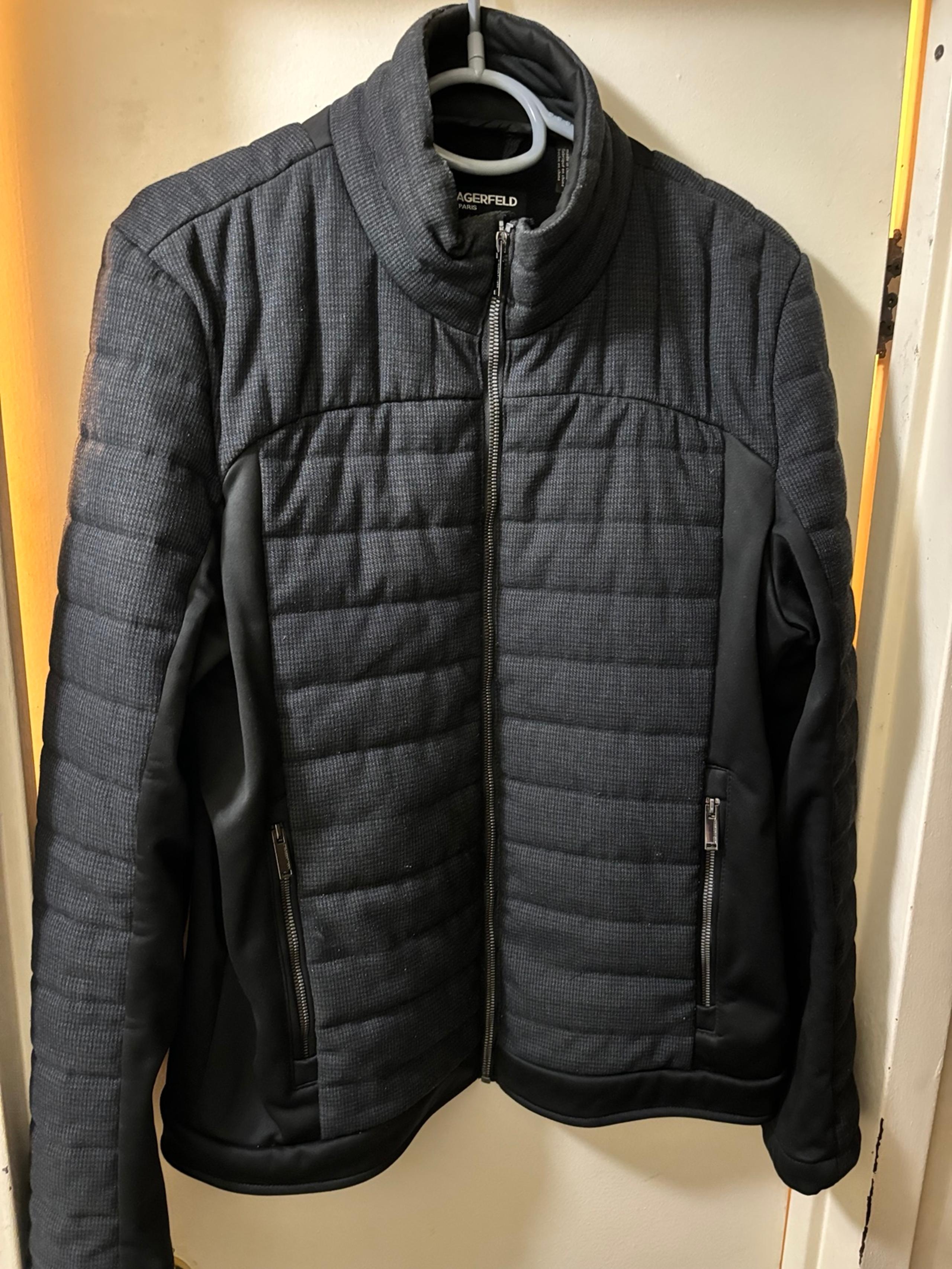 Karl Lagerfeld Jacket Men's Small Full Zip  Nylon Quilted Insulated Black
