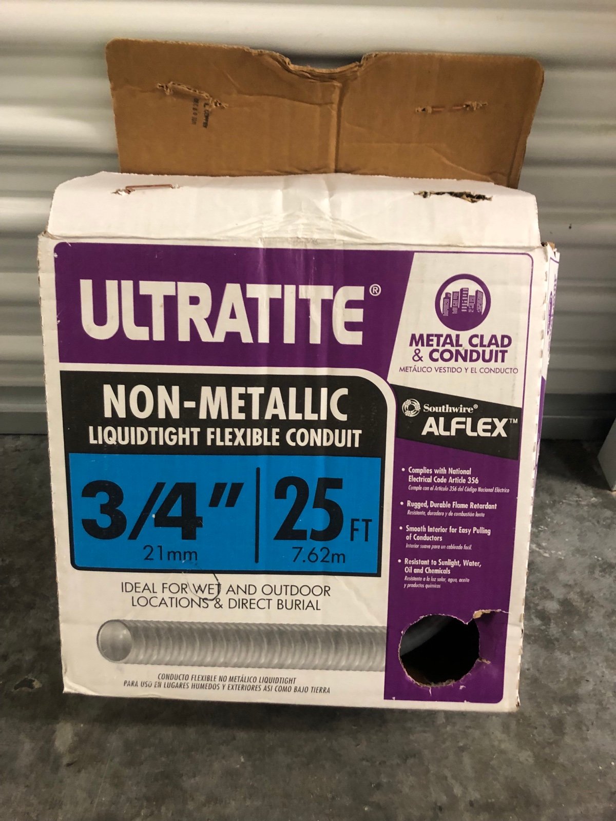 3/4-inch Southwire Ultratite Non-Metallic Liquid Tight Conduit Kit - 25-Feet new