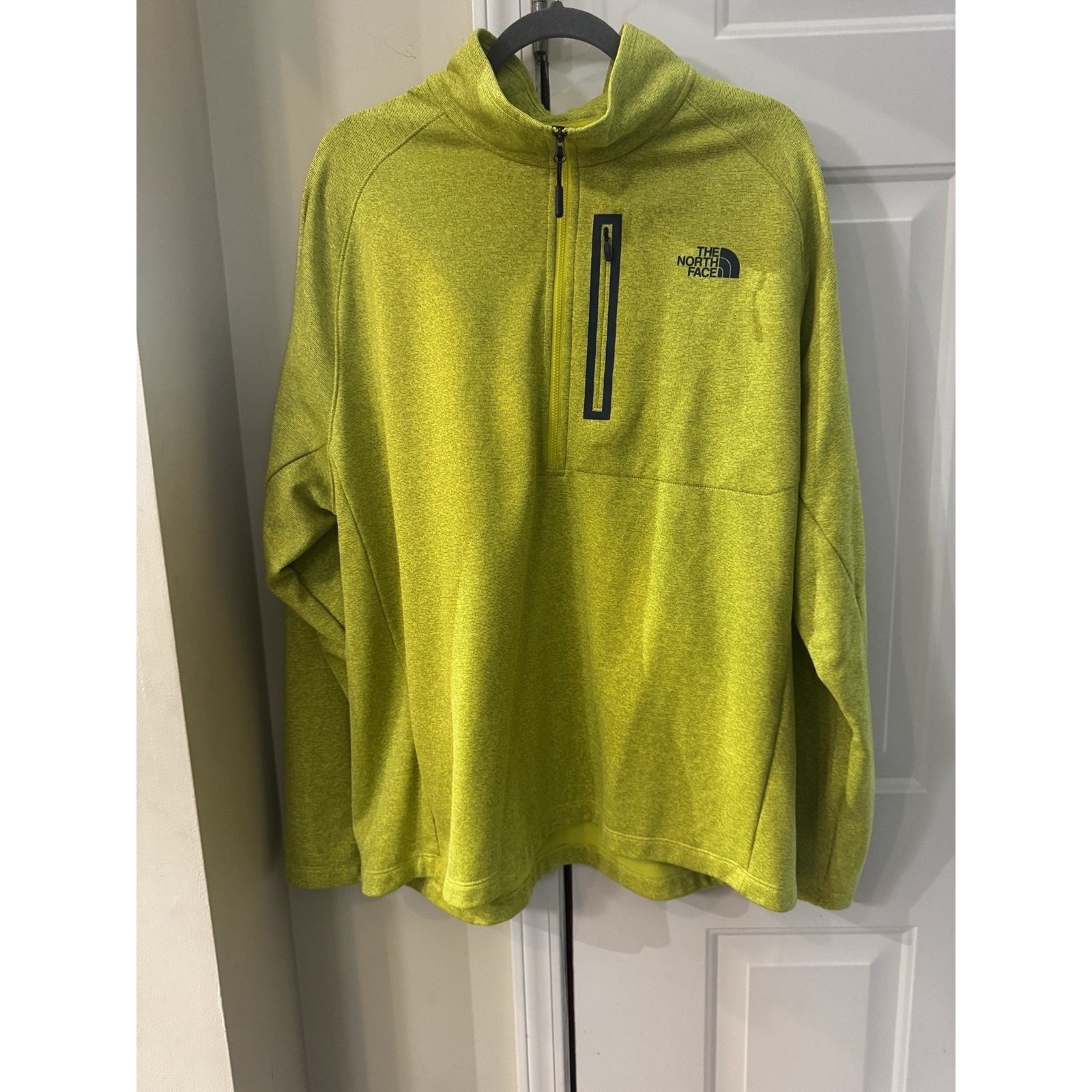 The North Face Mens 2XL Pullover Jacket Glacier 1/4 Zip Neon Yellow A+