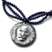 Hematite Carved Lion Head Shungite, Lapis & Red Lepidisis Olapa Bead Necklace