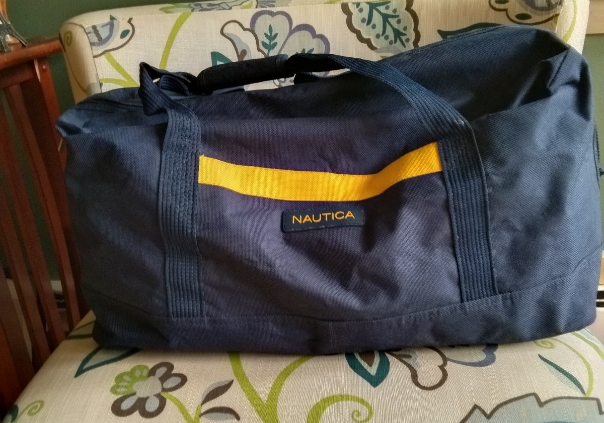 New Nautica Navy blue unisex canvas sports travel duffel bag