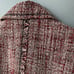 Bagatelle Sample Sale Fringed Tweed Zip Up Moto Jacket. Red Multi. Small