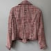 Bagatelle Sample Sale Fringed Tweed Zip Up Moto Jacket. Red Multi. Small