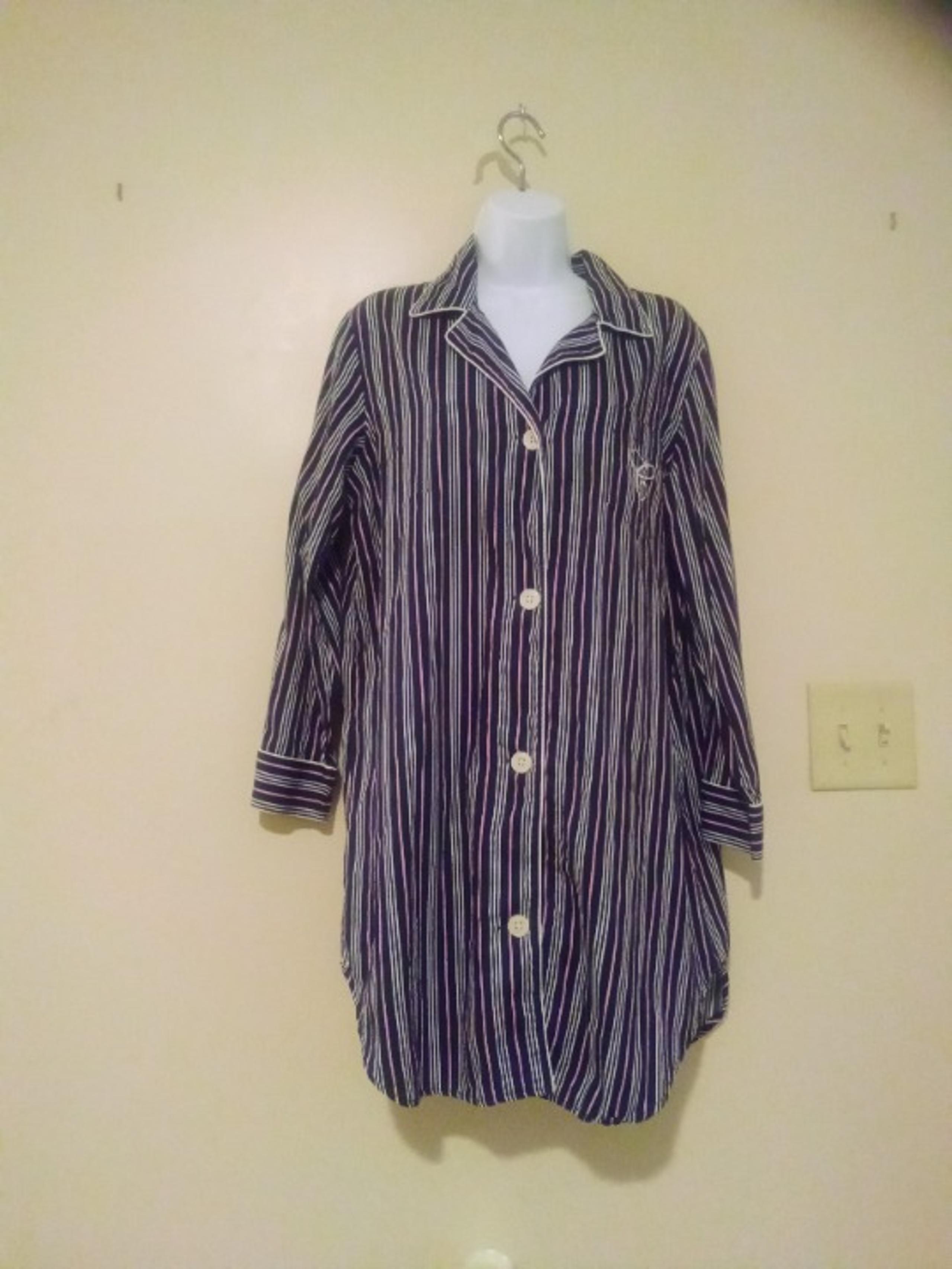 Chaps Cotton Striped Sleep Shirt Nightgown