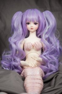 Doll Wig Meiko - Lavender Purple and Mint Green Blend Size 8-9 Inches