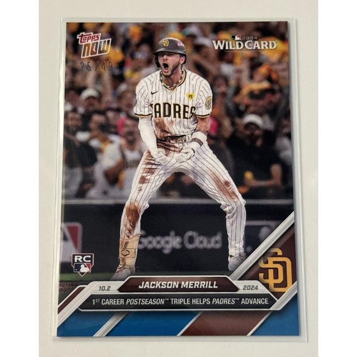 25/49* Jackson Merrill RC 1st Triple Help Advance Padres MLB Topps NOW Card 797*