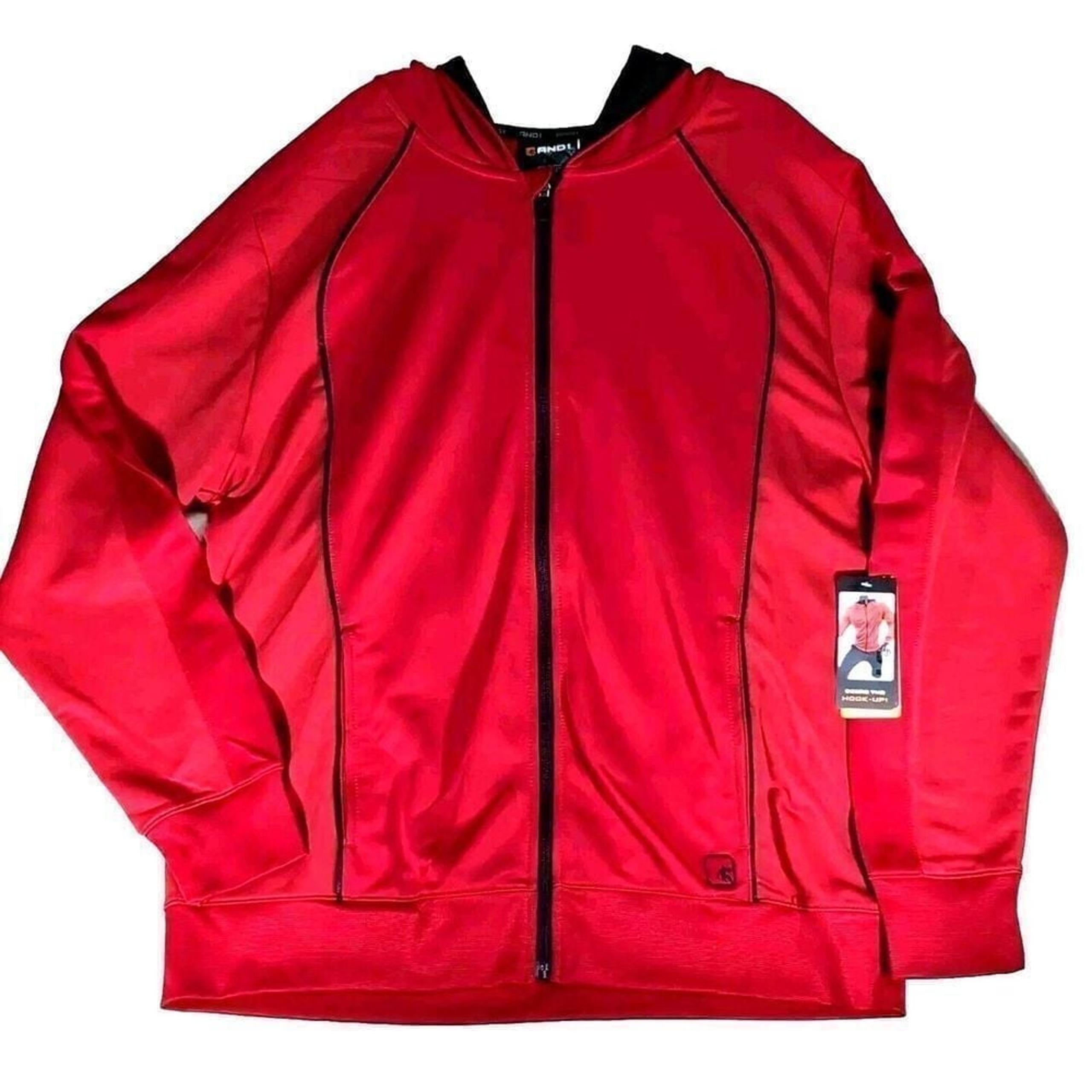 AND1 Skip Pass Full Zip Solid Red Hoodie Jacket Men's XL Activewear Pockets