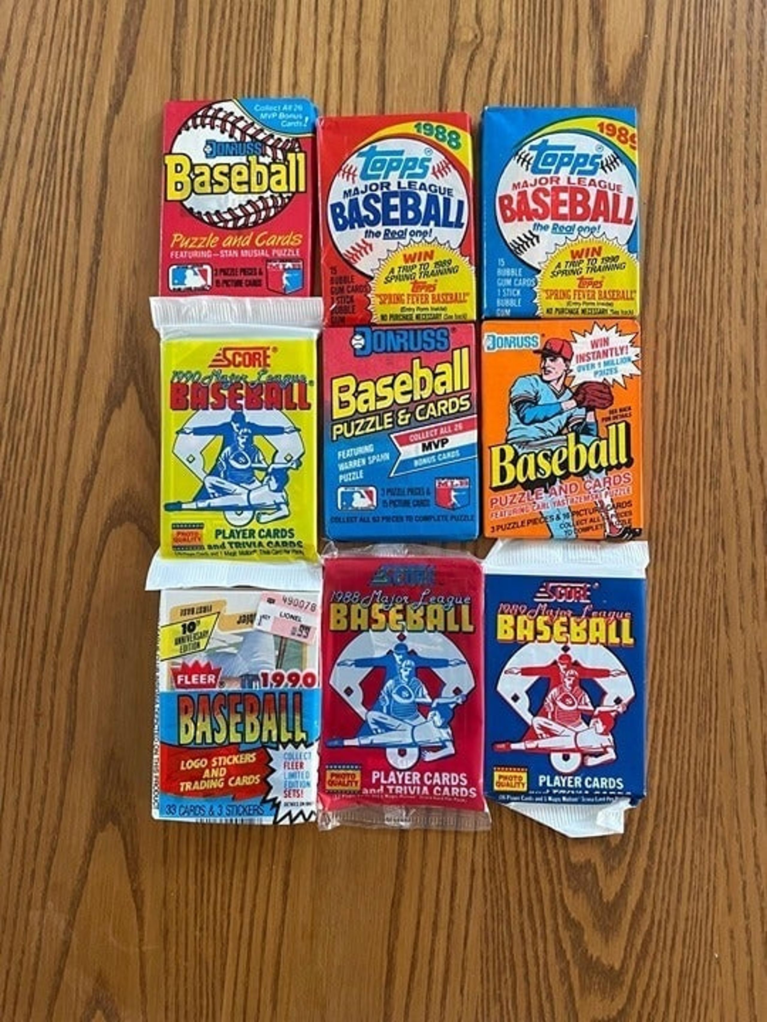 HUGE LOT OF 157 OLD UNOPENED BASEBALL CARDS IN PACKS 1990 AND EARLIER