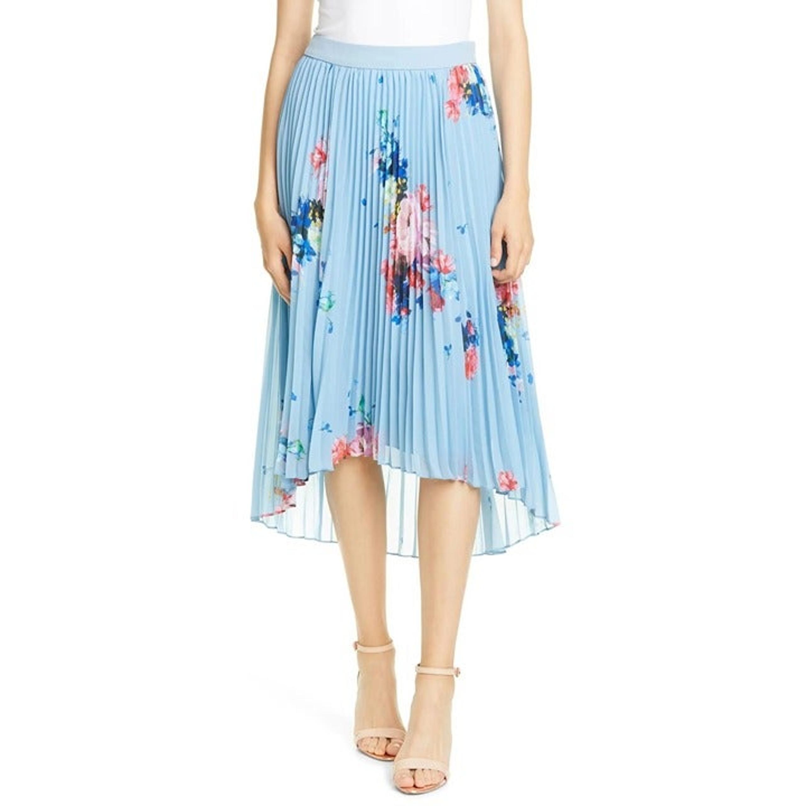 TED BAKER HARRPA Raspberry Ripple Pleated Midi Skirt Size 4 / US 12