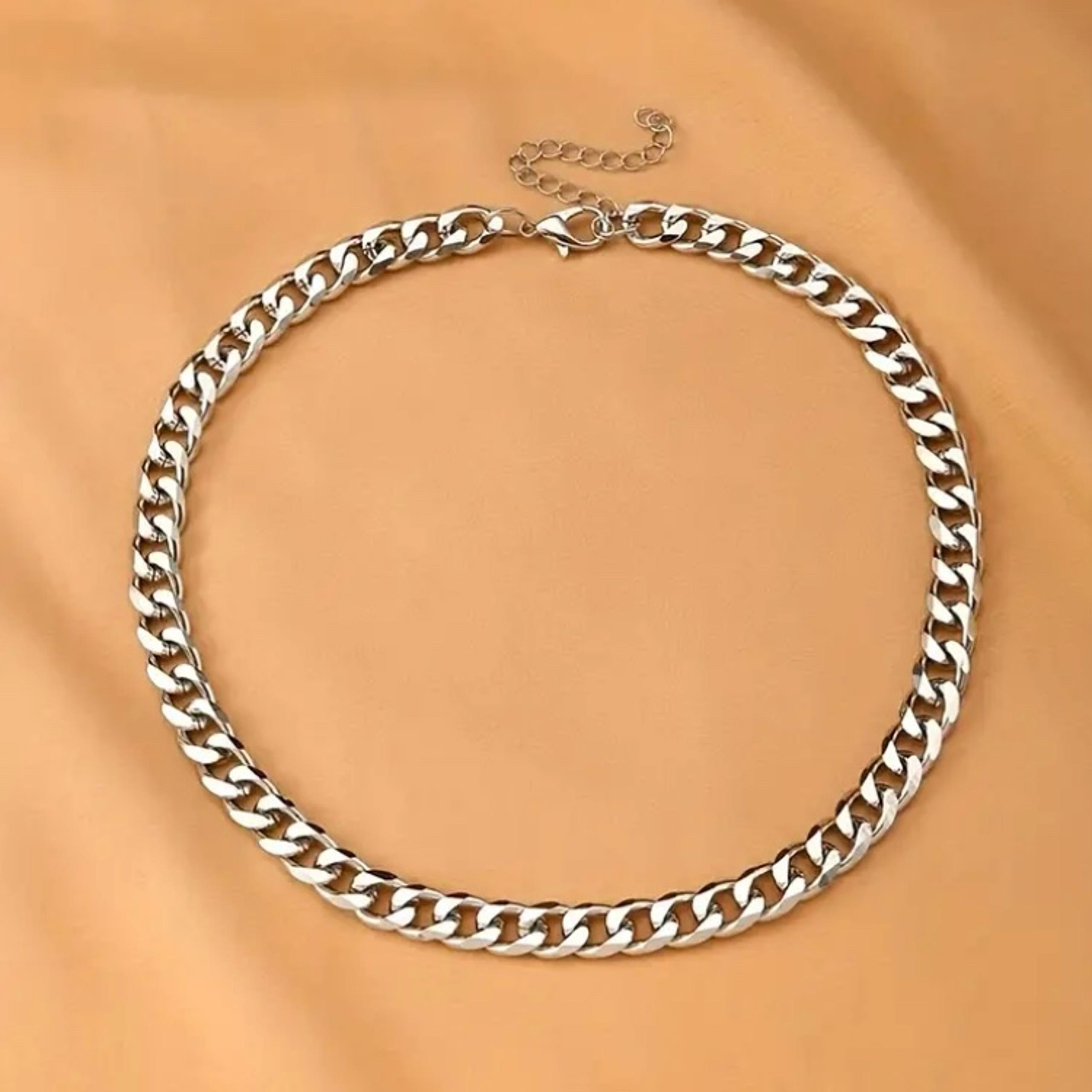 Silver Chain Necklace Chunky Unisex Jewelry Stainless Steel Anthropologie NEW