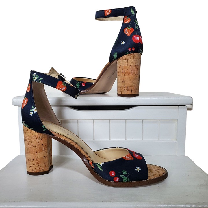 JESSICA SIMPSON NAVY CORK HEELS SIZE 10