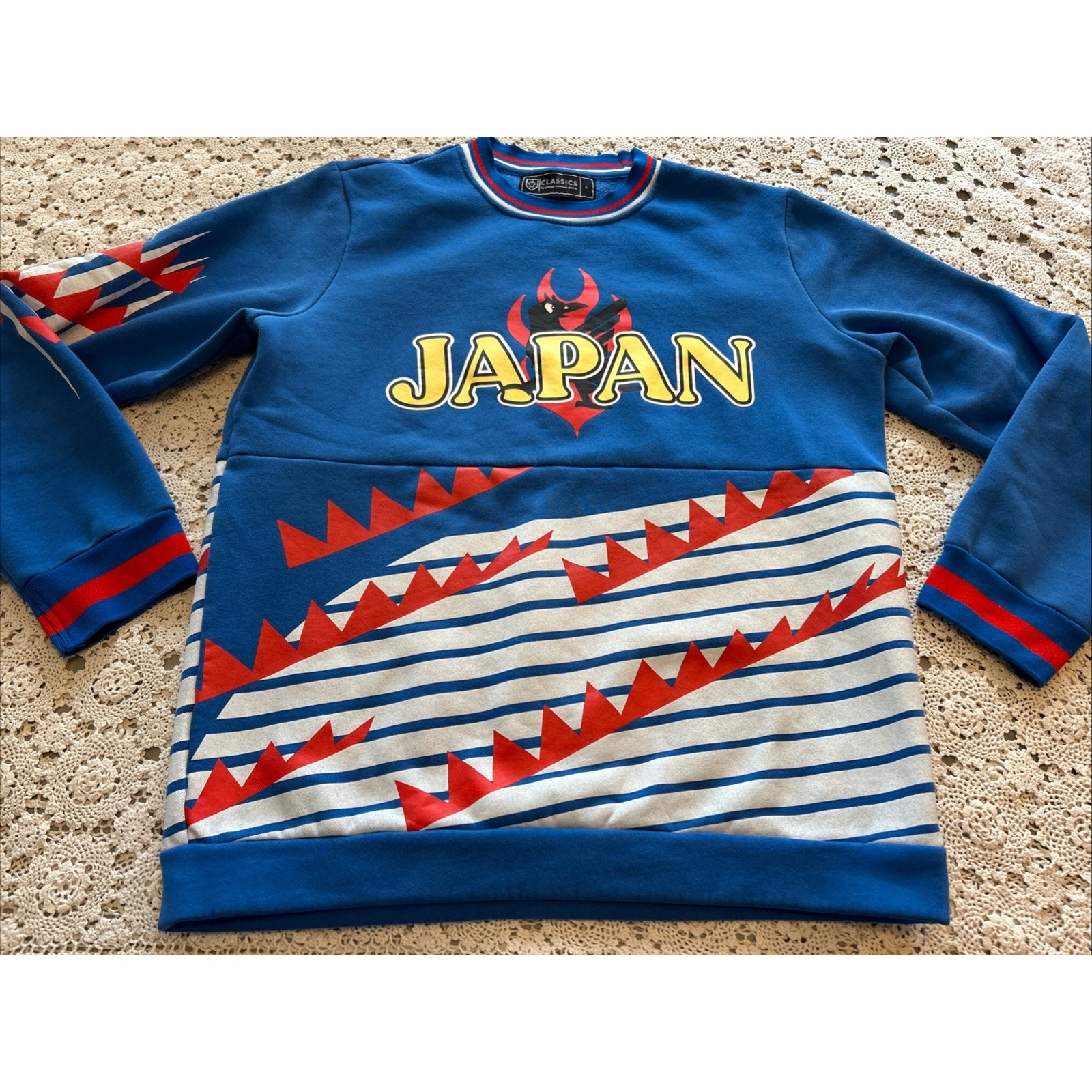 Classic Football Shirts Japan World Cup Sweatshirt Top Mens Sz L Soccer Red Blue