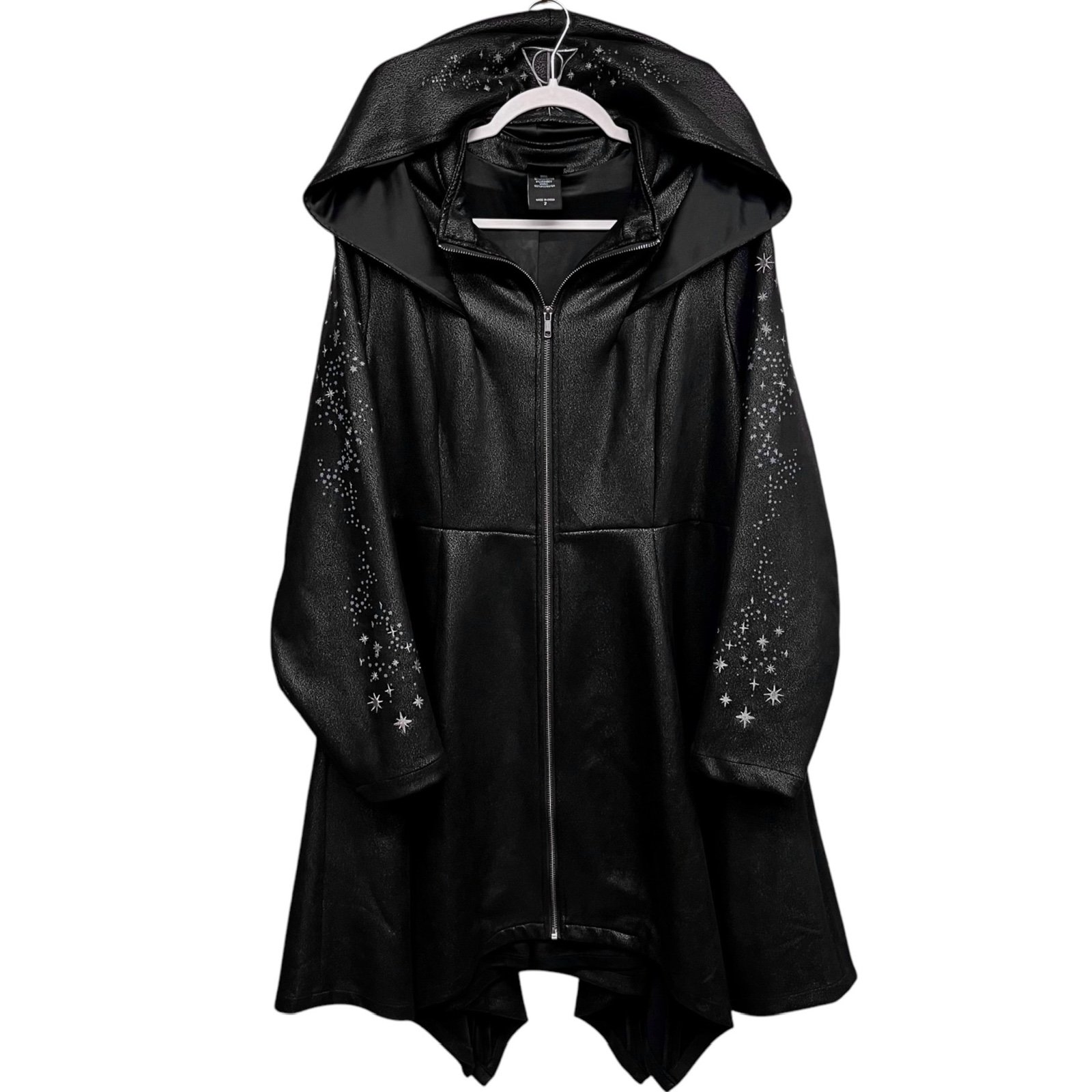 Torrid x Harry Potter | Black Faux Suede Embroidered Deathly Hallows Coat