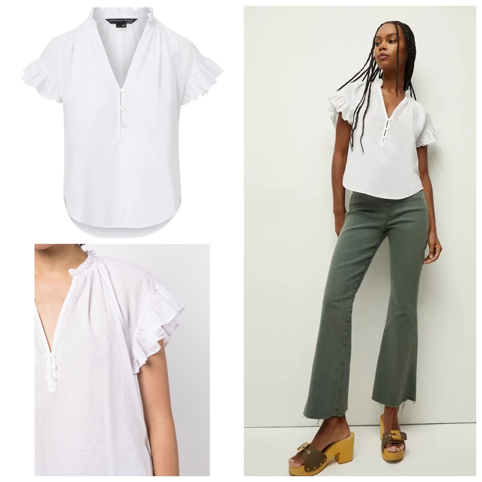 Veronica Beard Women's Milly Shirt Ruffle Short Sleeve NWT M NWT 228