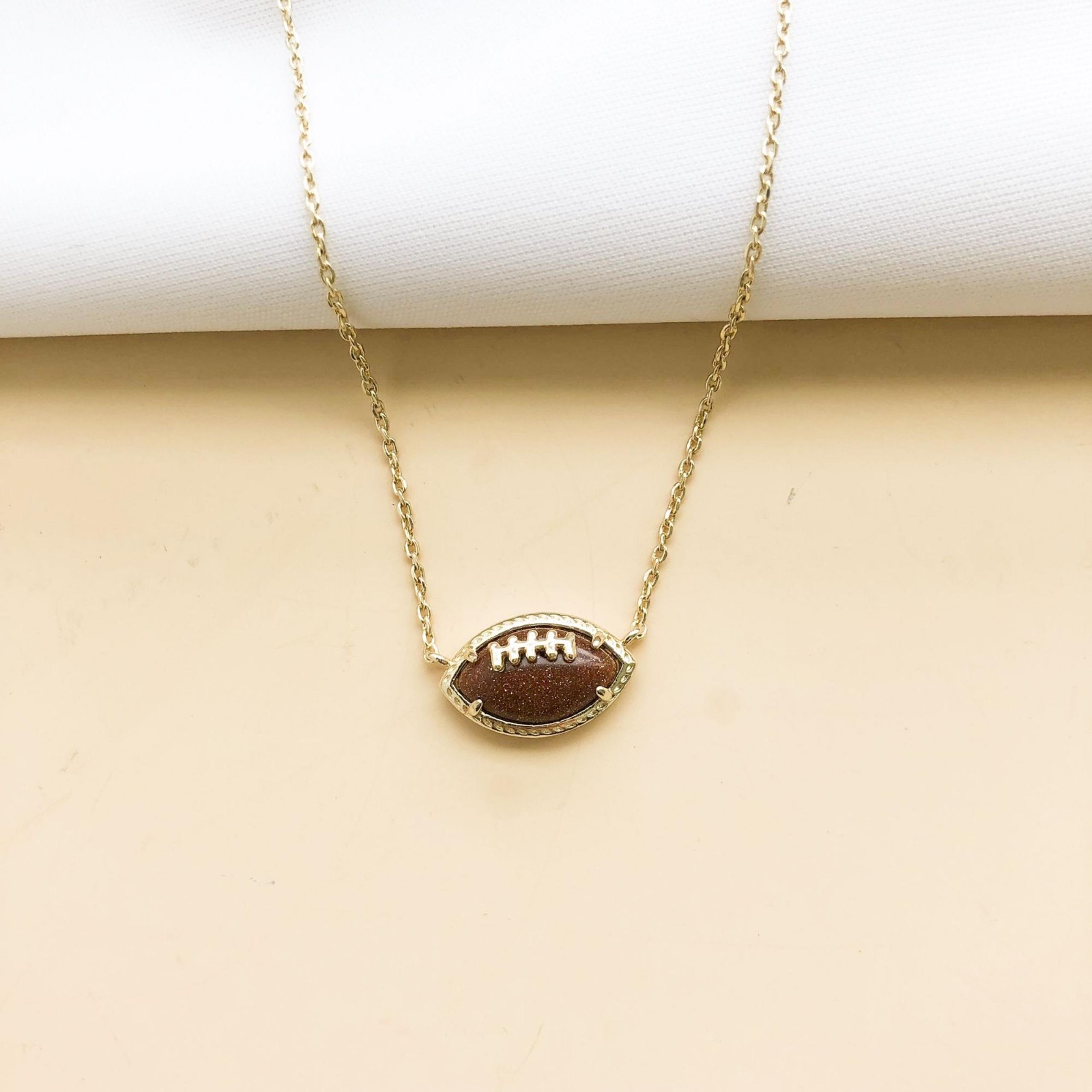 NEW Kendra Scott Football Gold Orange Goldstone Short Necklace