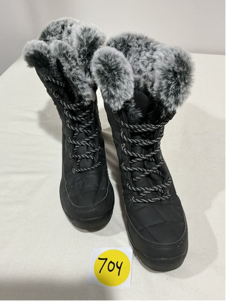 Girls Artic Shield Black Quilted Size 6 Waterproof Memory Foam Snow Boots