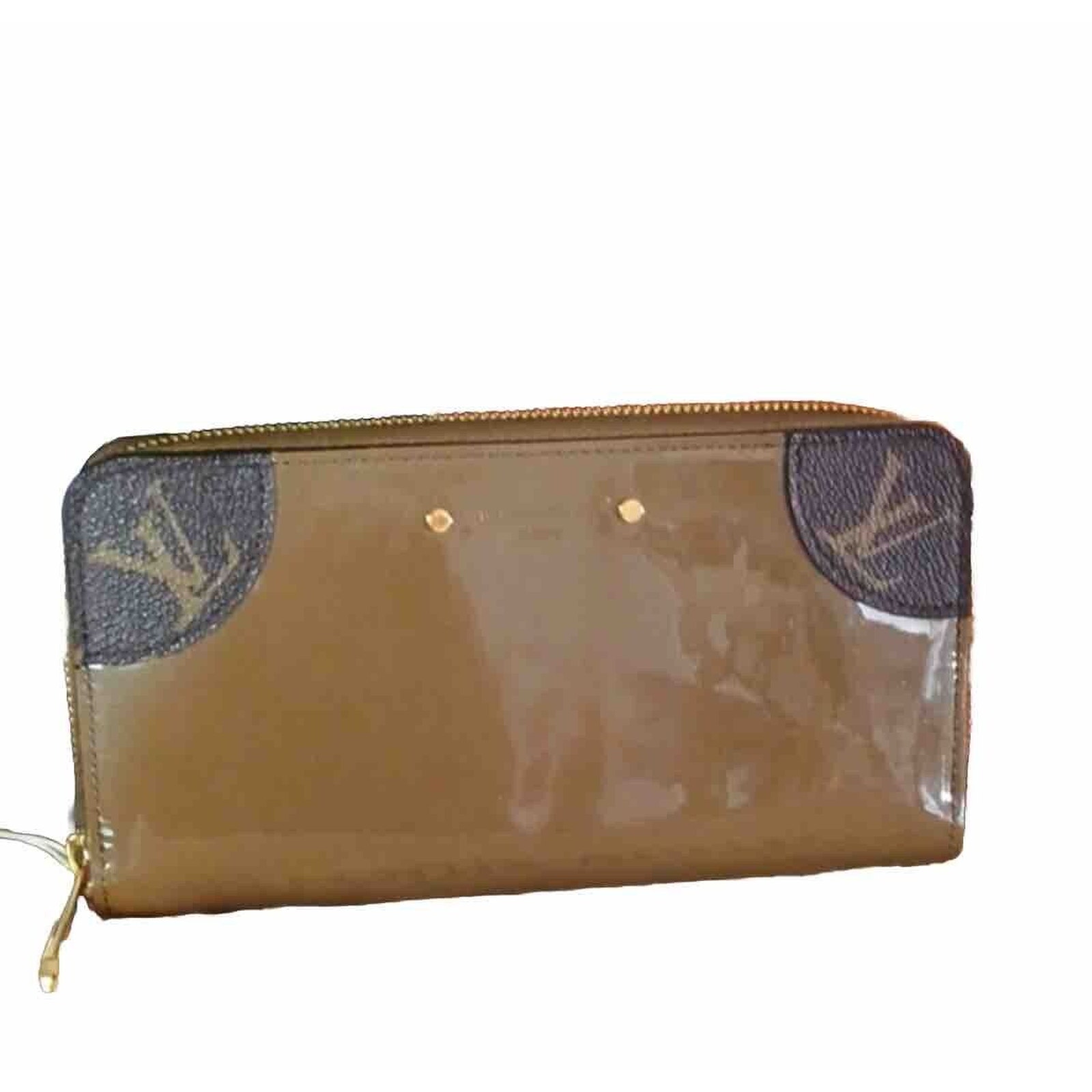 LOUIS VUITTON Monogram Zippy Venice Long Wallet Khaki Vernis Authentic